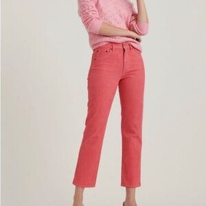 NWOT Lucky Brand Corduroy Pants Coral Pink 8 29 Cropped Straight Leg